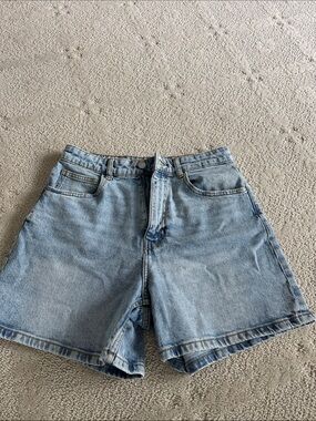 Zara Light Blue High-Rise Denim Shorts